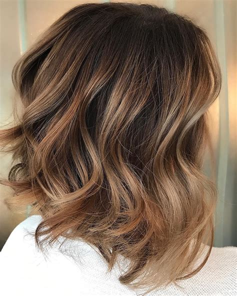 balayage for tan skin|shoulder length balayage brown hair.